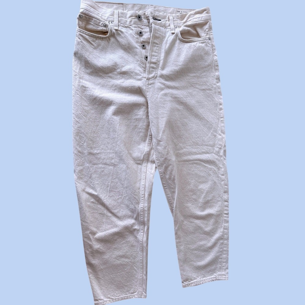 Rag & Bone Shell Organic Cotton 90s High-Rise Straight Jeans Off-White 29 Womens